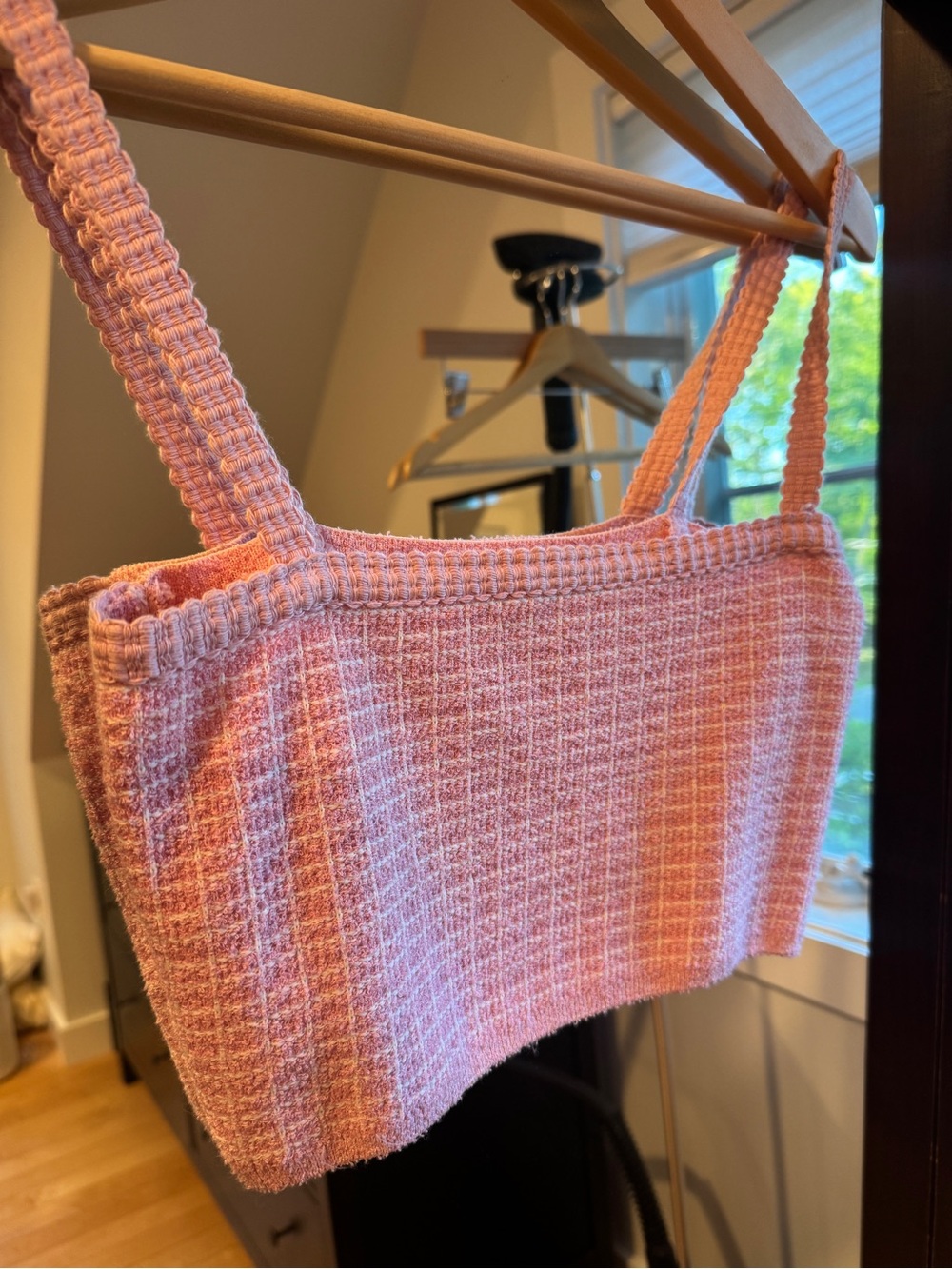 Zara Pink Knit Cropped Tank Top